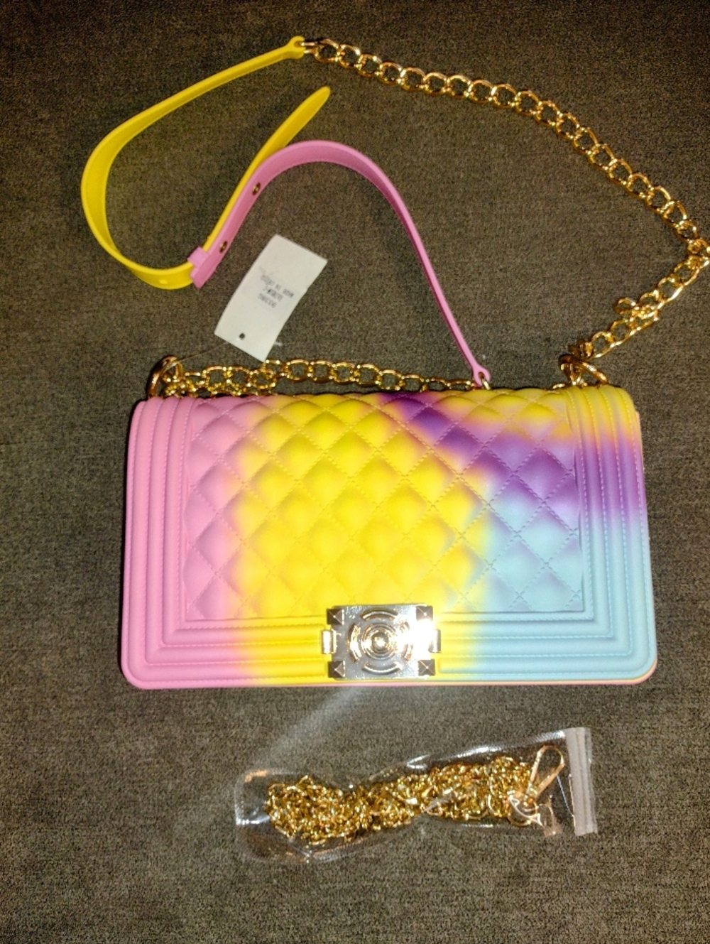 New! Jelly Quilted Multicolored Crossbody Bag
